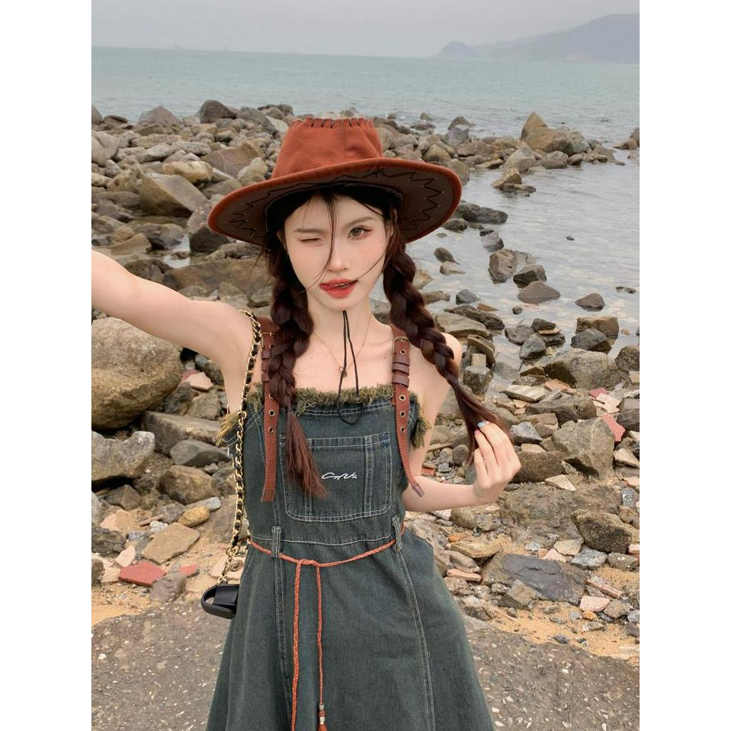 Đầm Denim Hai Dây Phong Cách Retro Mỹ 62214