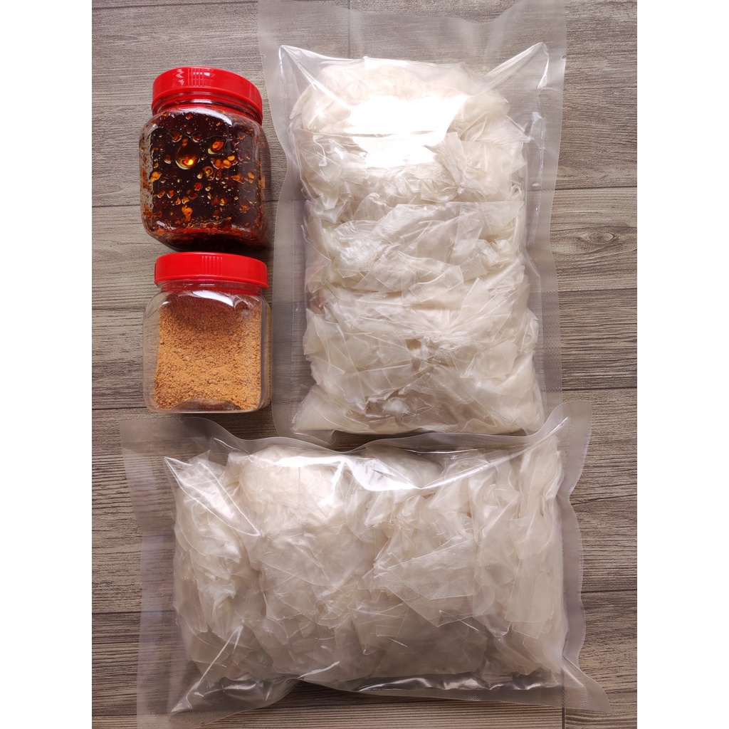 [1kg PSMN sa tế] | Combo 1kg bánh tráng phơi sương + 1 hủ muối nhuyễn + 1 hủ sa tế | Chợ Cô Thu