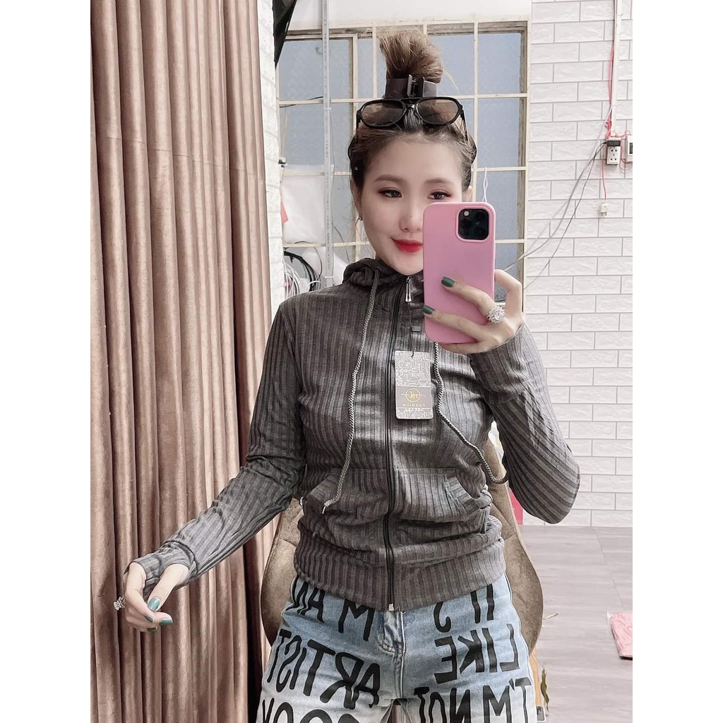 [Size Lớn 53-63kg] Có 6 Túi. Áo Khoác Thun Gân Nữ. Áo Khoác Nữ 6 Túi Cao Cấp Loại Trơn [Thun Gân To]