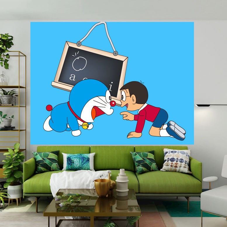 Phim hoạt hình Doraemon Jingle Cat Nền Vải Giường ngủ tập thể Trang trí Tường Phòng ngủ Treo Vải Tường Vải Những gì bạn thấy là những gì bạn nhận được