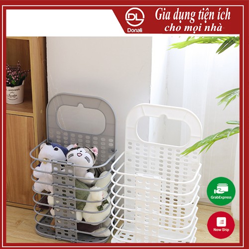 Giỏ Đựng Quần Áo Bẩn Bằng Nhựa Gấp Gọn - Sọt Đựng Treo Trên Tường, Máy Giặt Tiện Lợi Việt Nhật Plastic 3379