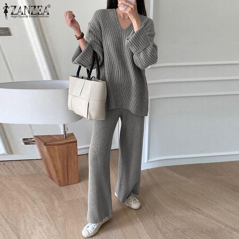 Bộ đồ Zanzea với áo thun cổ tròn và quần dài lưng thun thời trang dành cho nữ