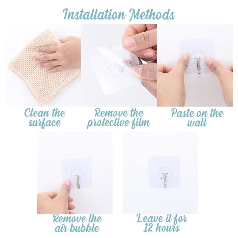 1 Móc Treo Đồ Dán Tường Bằng Thép Không Gỉ Trong Suốt