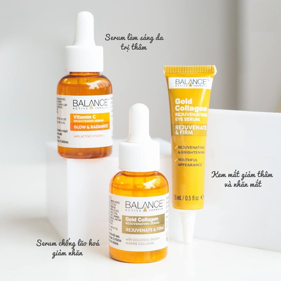 Kem mắt dưỡng mắt, giảm nếp nhăn BALANCE active formula GOLD COLLAGEN serum 15ml | BigBuy360 - bigbuy360.vn