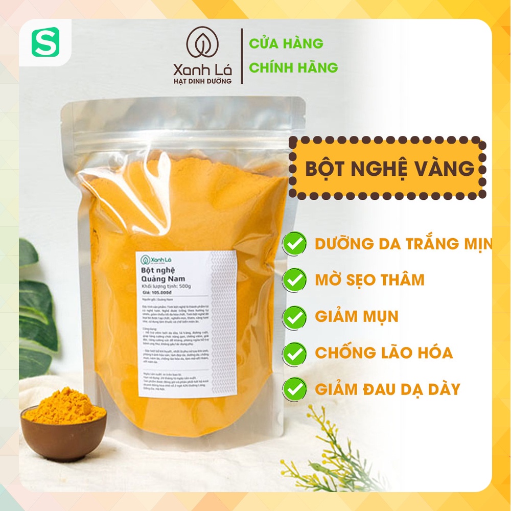 Bột nghệ vàng nguyên chất organic đắp mặt ngừa mụn, giảm thâm, sáng da Xanh Lá