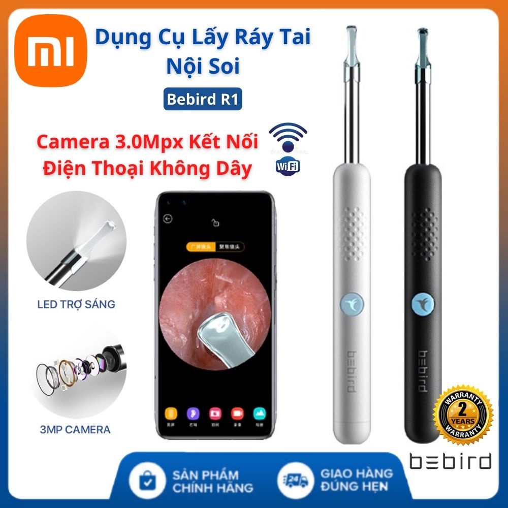 Máy lấy ráy tai nội soi có camera Xiaomi Bebird R1 , dụng cụ hút ráy tai chuyên nghiệp tự động thông minh có đèn cho bé