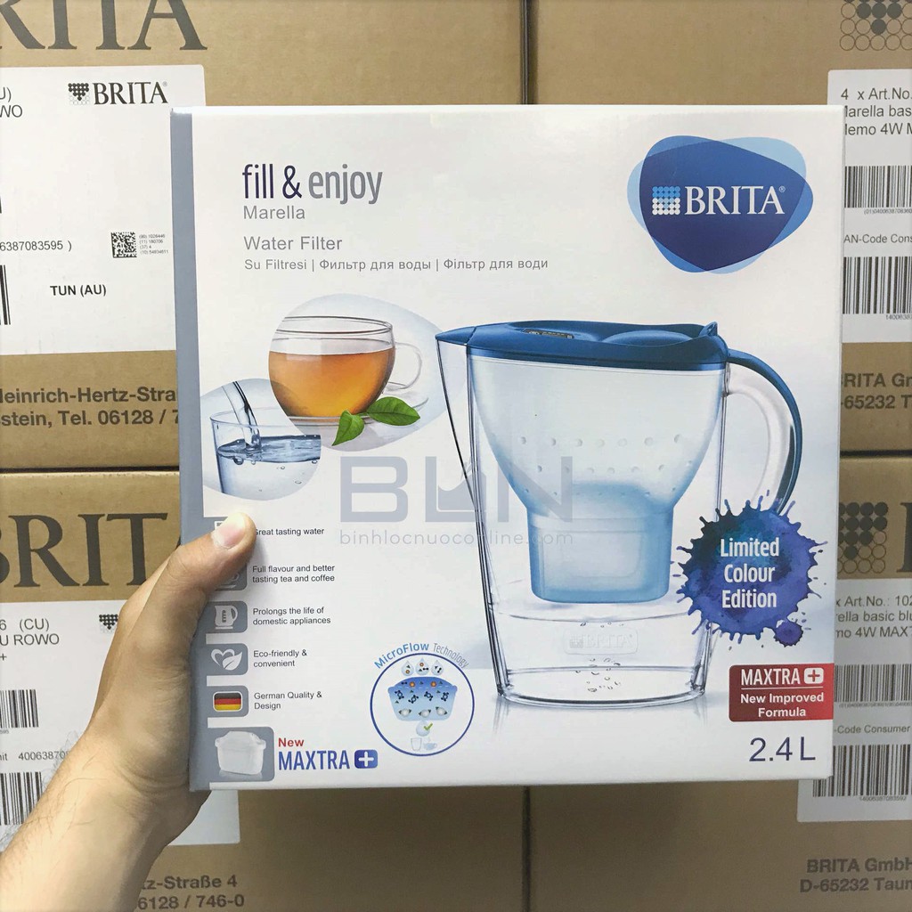 [Chính hãng] Bình lọc nước cầm tay BRITA Marella Basic 2.4L [Đức] (có sẵn 1 lõi lọc Maxtra Plus)