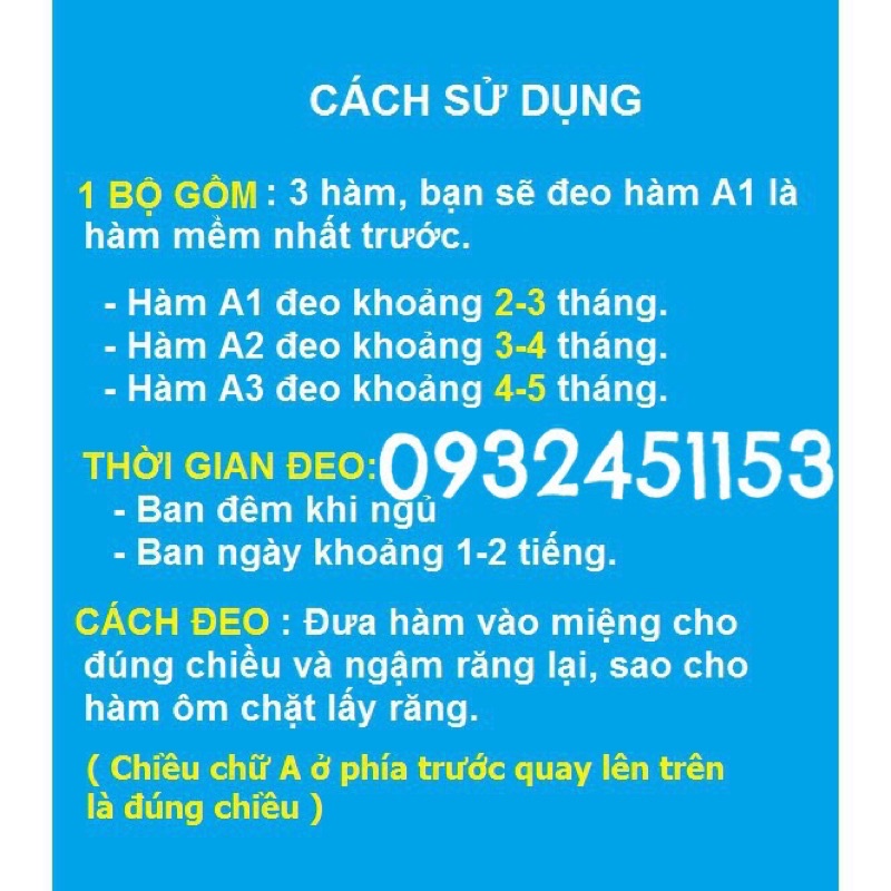 Bộ niềng răng tại nhà cho người lớn. A1+A2+A3