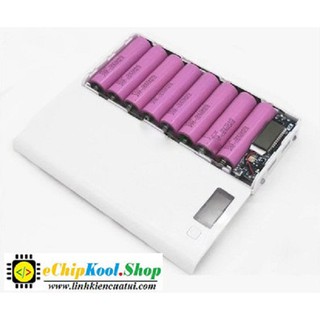 Box pin sạc dự phòng 8 cell + màn hình lcd 2 cổng usb