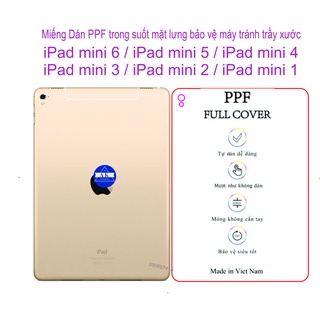 Miếng dán PPF mặt lưng iPad mini 6 / ipad mini 5 / ipad mini 4 / ipad mini 3 / ipad mini 2 / ipad mini 1 bảo vệ máy trán