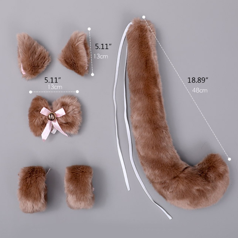 Set 6 Vòng Tay Tai Mèo Bông Thời Trang Lolita Gothic Làm Phụ Kiện Chụp Ảnh Hóa Trang