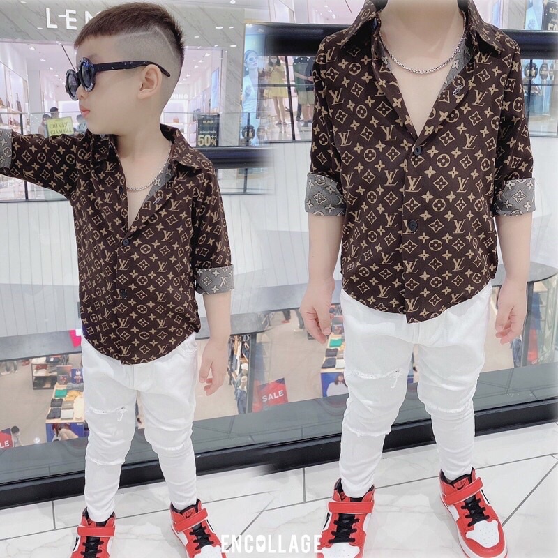 Áo sơmi dài tay size đại bé trai