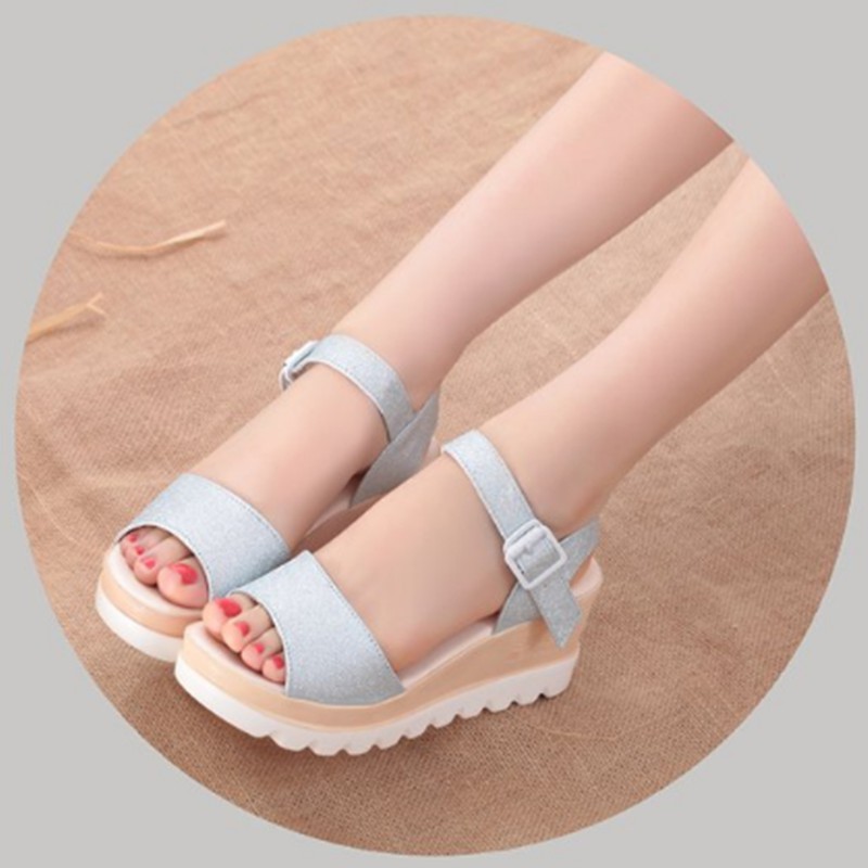 giày nữ2020 han edition summer sandals women new sponge thick high-heeled platform waterproof student belt buckle with high heels