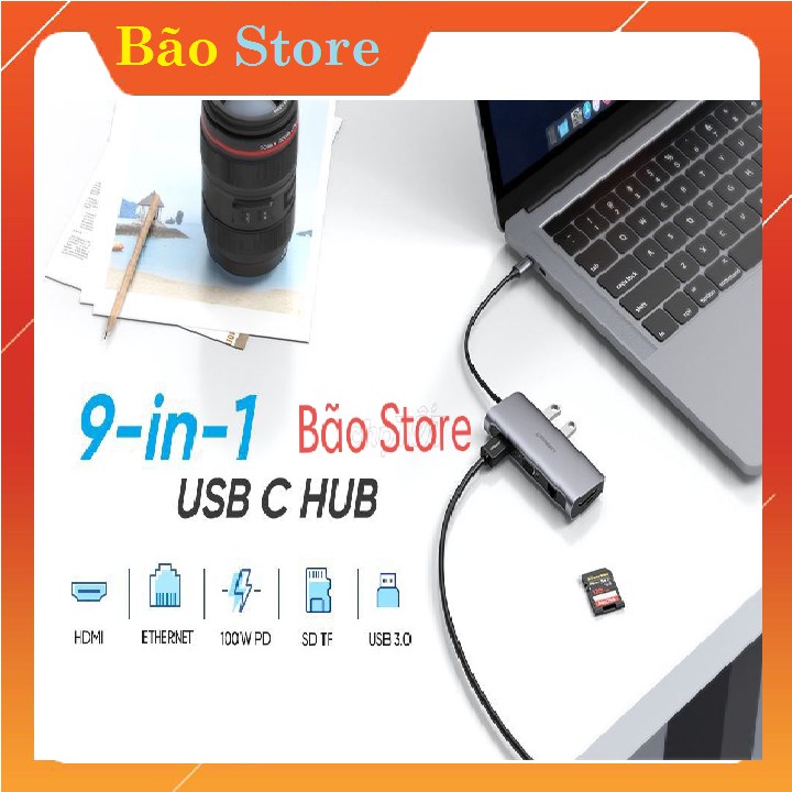 Cáp chuyển USB [Freeship] USB-C FULL 9 IN 1 MULTIFUNCTION CHÍNH HÃNG UGREEN(40873)