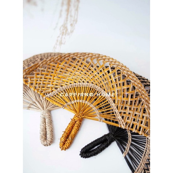 Bộ ba quạt tiêu treo tường, set quạt ba màu decor treo trang trí nhà - Cappiano home
