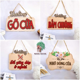 Bảng gỗ decor, bảng gỗ vui lòng gõ cửa, bấm chuông, đóng cửa nhiều mẫu đẹp