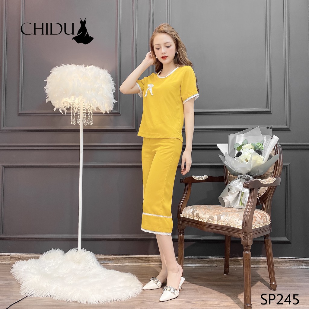 CHIDU set đũi hè đính nơ , set đũi hè ngắn tay - SP245