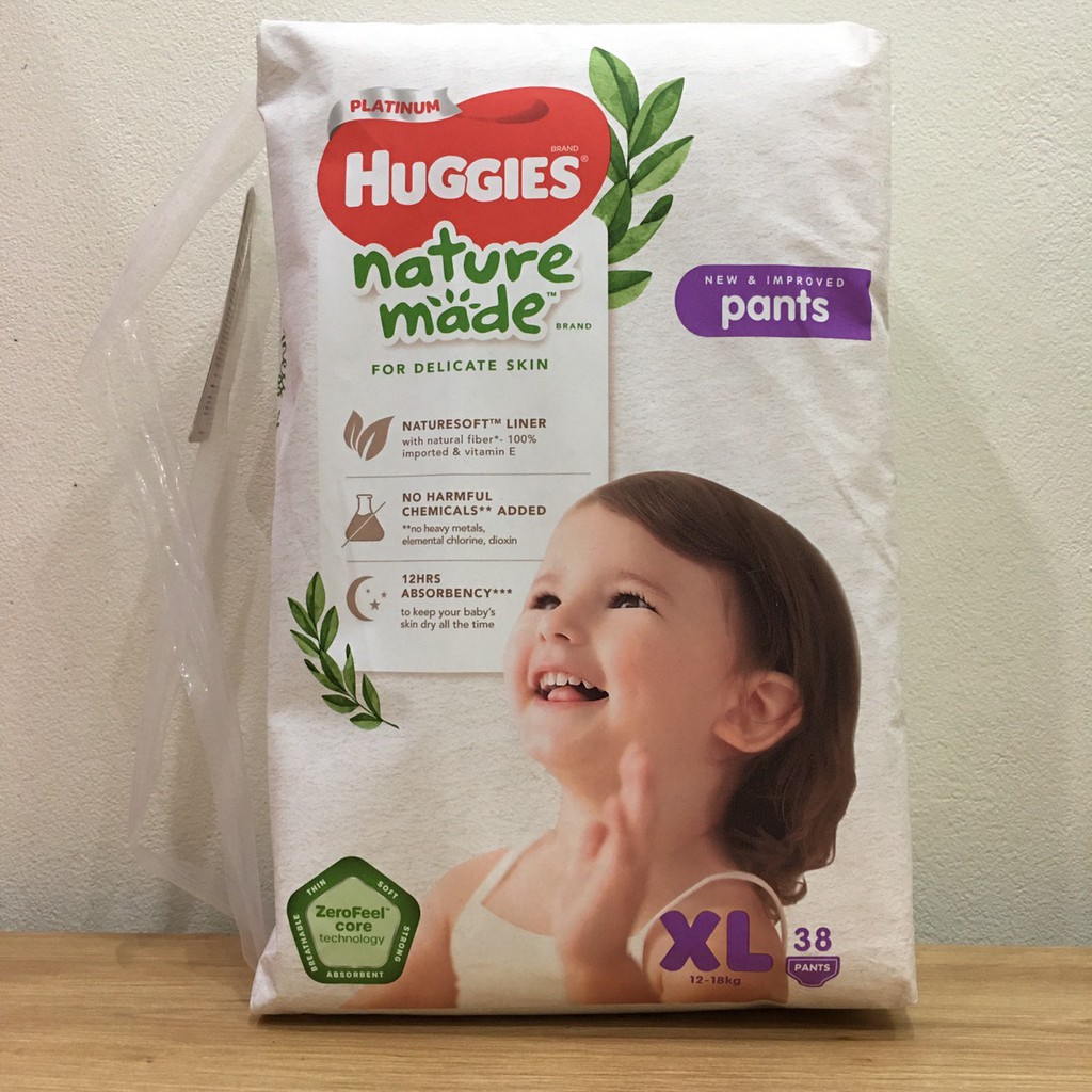 Tã quần Huggies Platinum nature XL38 dành cho bé 12-18kg