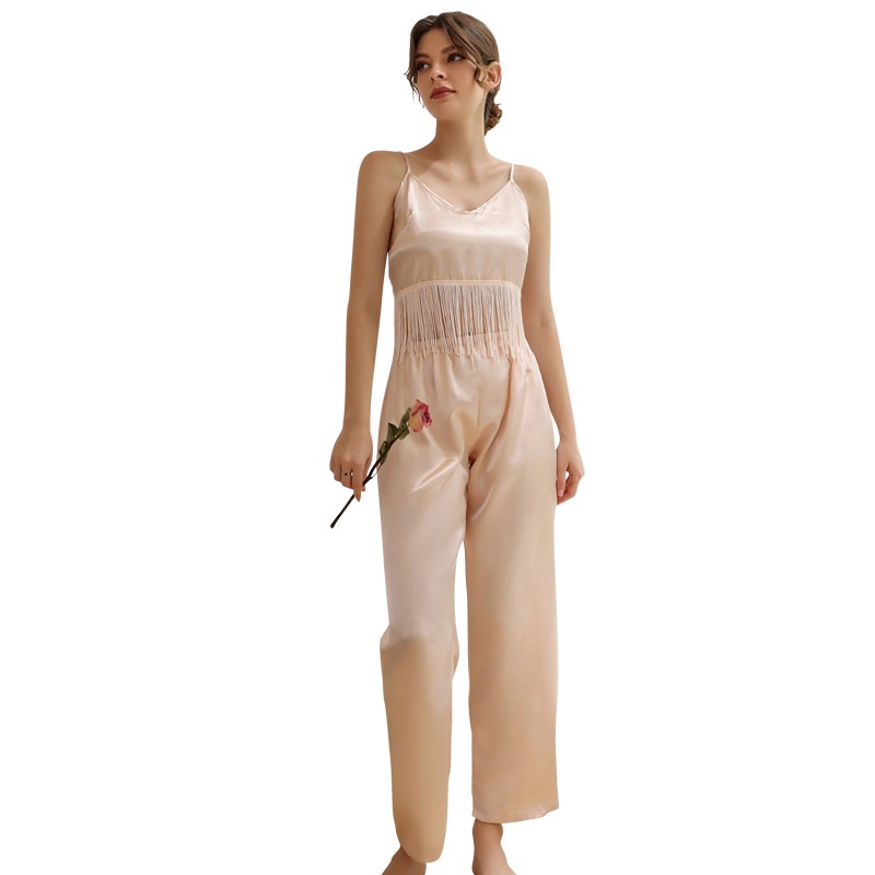 Bộ Đồ Ngủ Giả Lụa Hai Mảnh Thời Trang Dành Cho Nữ