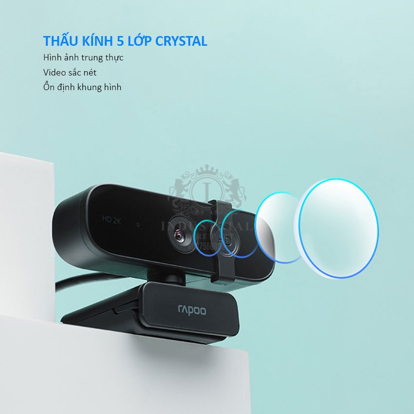 Webcam Rapoo C280 QHD 2K Live Stream, dạy học online, gọi điện video, webcam họp trực tuyến Hàng chính hãng