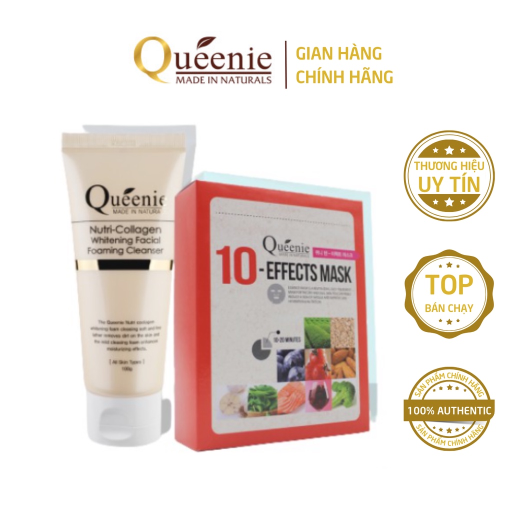 Bộ Mỹ Phẩm Làm Sạch Và Dưỡng Ẩm Da Queenie Hàn Quốc Chính Hãng 2 Sản Phẩm