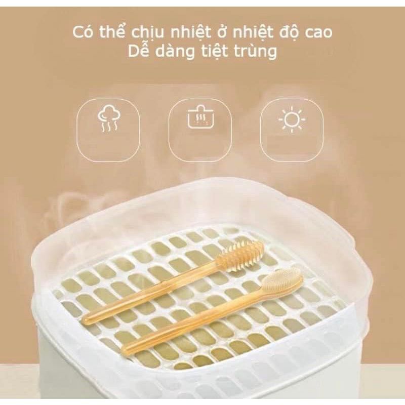 [SĂN SALE] Bộ bàn chải đánh răng + rơ lưới Silicon cho bé 0 - 18 tháng