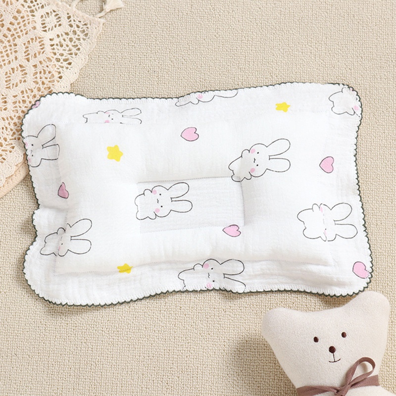 Gối Cotton Mềm Mại Thoáng Khí Chống Bẹp Đầu Cho Bé Sơ Sinh Từ 0-24 Tháng Tuổi