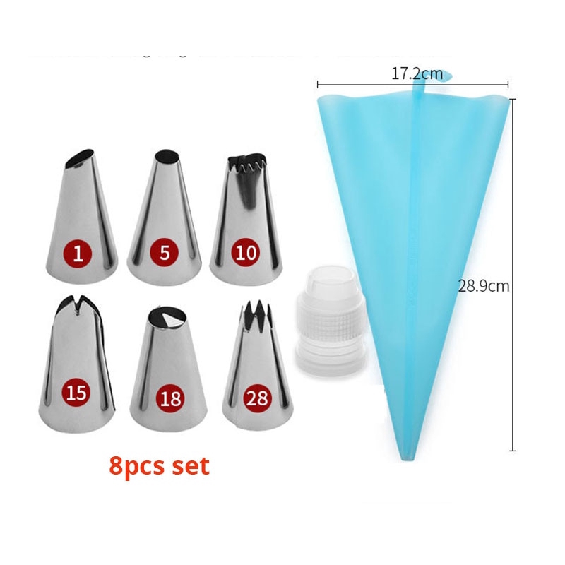 Set 50 Túi Silicone 48 Đầu Bắt Bông Kem + Đầu Bắt Kem Có Thể Tái Sử Dụng Dùng Để Trang Trí Bánh Kem 502