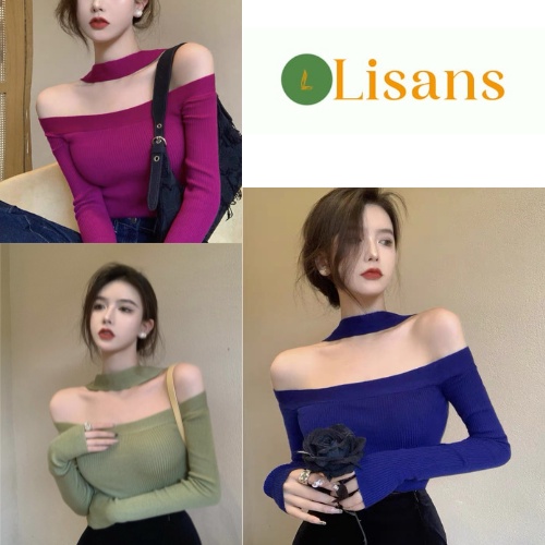 Áo len nữ Hàn Quốc dài tay đẹp giá rẻ trễ vai quyến rũ ALN007