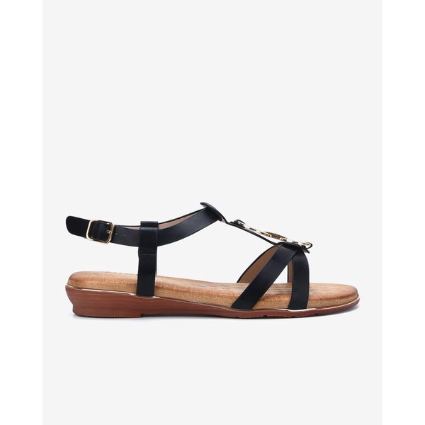 Giày Sandal đế bằng nữ Zucia thiết kế T-strap đính họa tiết  mạ vàng sang trọng đế cao 3cm dễ di chuyển - SHL78