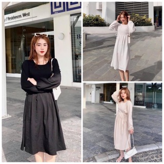 [Ảnh thât] Váy Babydoll dài tay thắt eo
