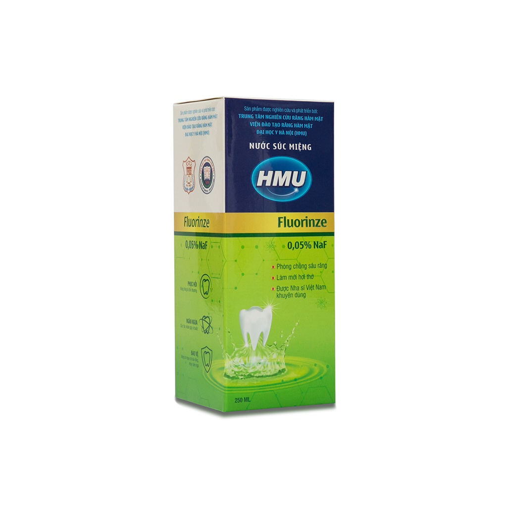 Nước súc miệng HMU Fluorinze 0,05% NaF ngăn ngừa sâu răng, cho hơi thở thơm mát - Chai 250ml