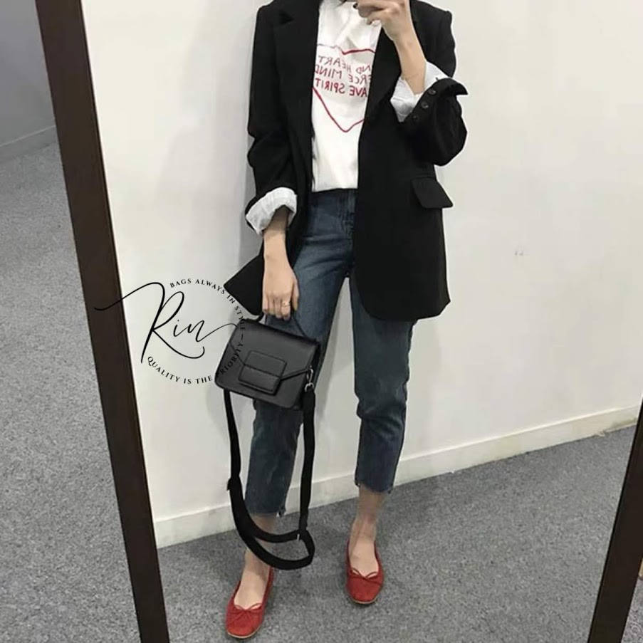 [Mã FATHANG5 giảm 10K đơn 50K] [MẪU MỚI 2 DÂY ĐEO] TÚI ĐEO CHÉO FORM CHỮ NHẬT DA PU