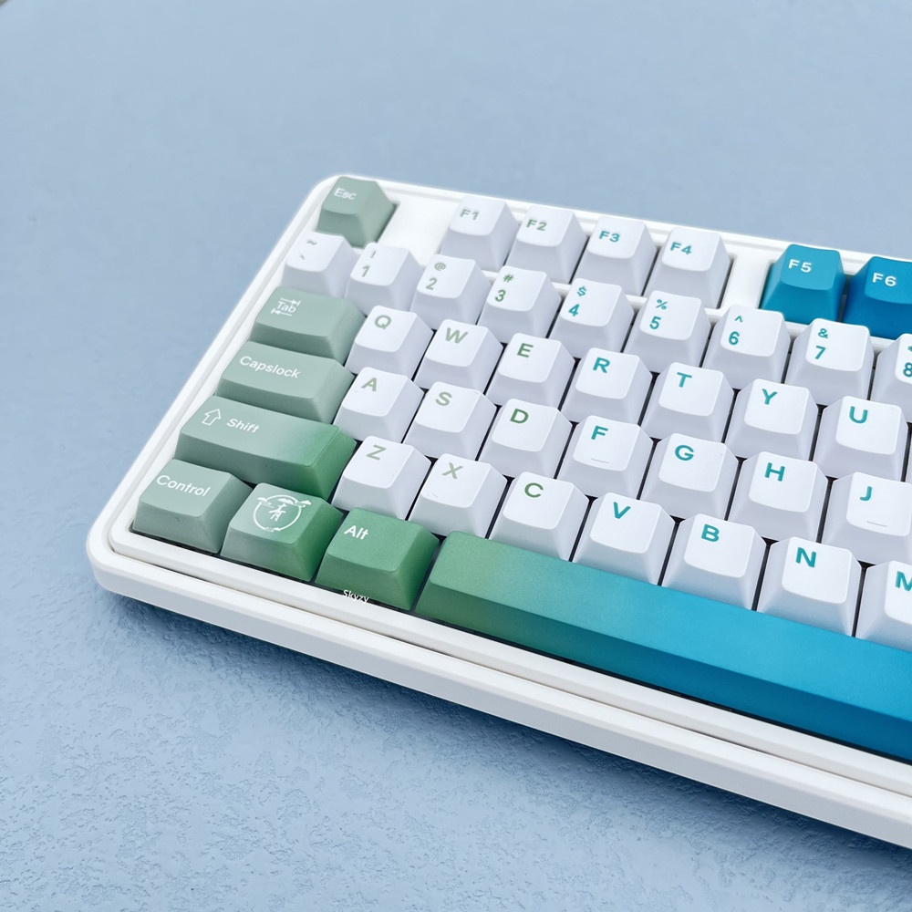133 Phím Blue Green Keycaps Cherry Profile Gradient Color PBT Dye Sub Bàn phím cơ học Keycap