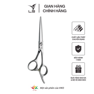 Kéo cắt tóc LS lưỡi thẳng quai offset vênh đỡ ngón cố định JP553