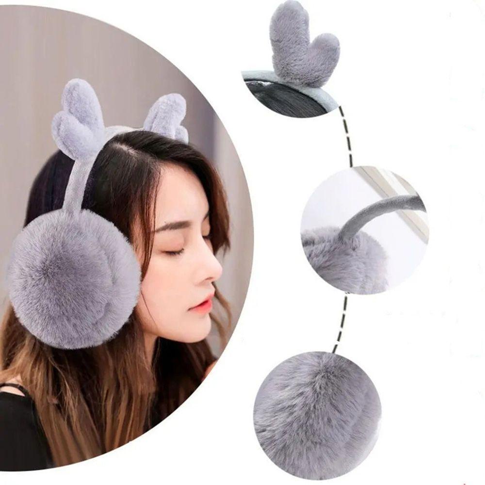 Chụp Tai Giữ Ấm Màu Trơn Hình Chú Nai Xinh Xắn