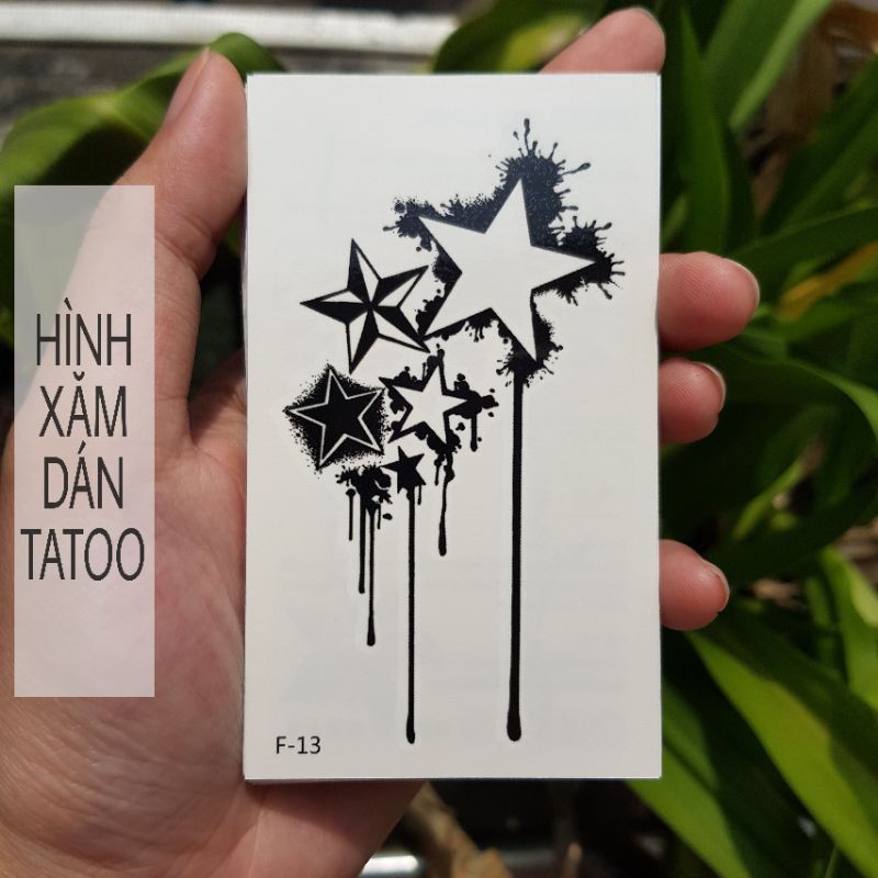 Hình xăm dán ngôi sao f13. Xăm dán tatoo mini tạm thời, size &lt;10x6cm