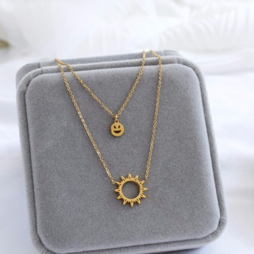 Dây Chuyền 2 Tầng Mặt Trời Titan Ko Đen TT 2581