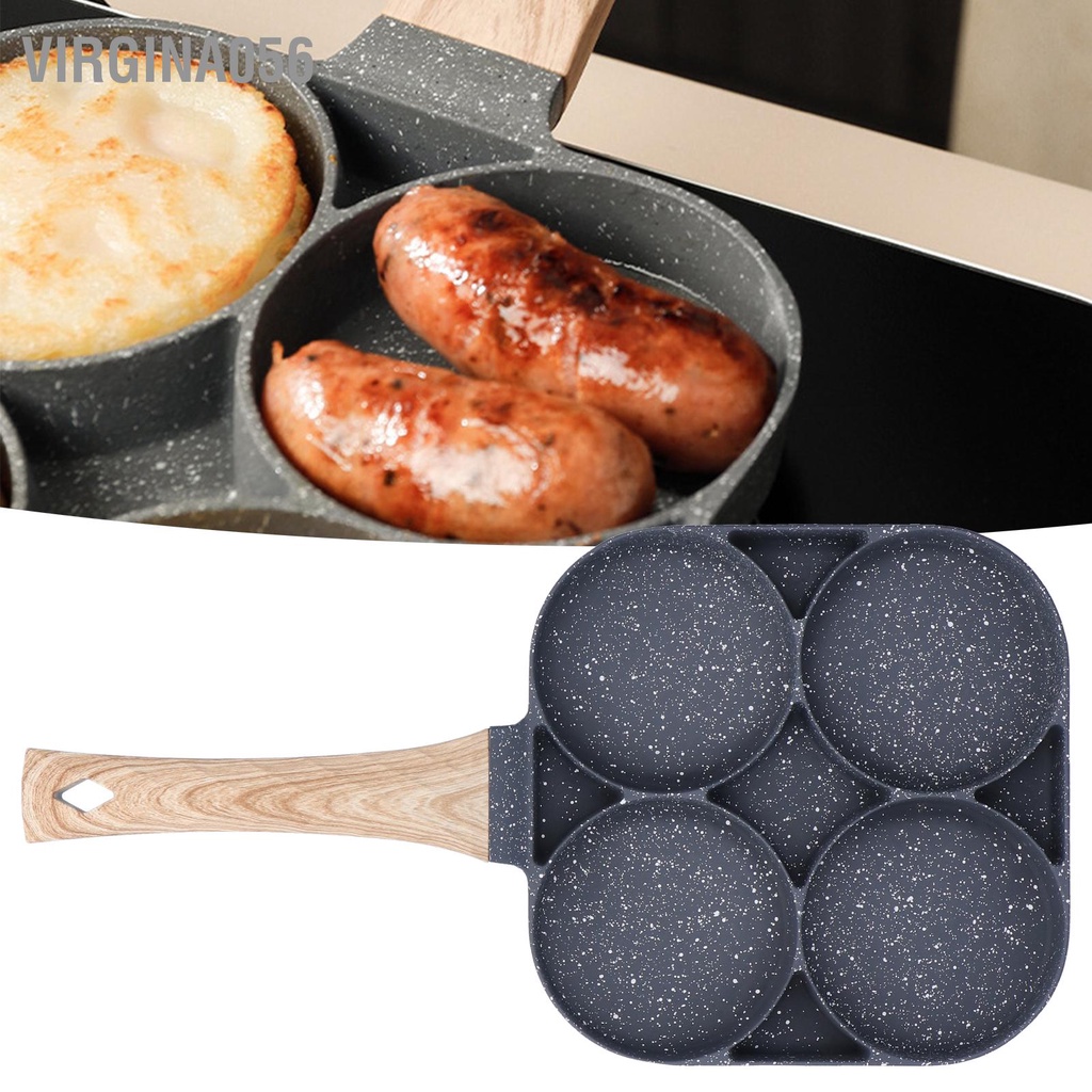 Virgina056 Chảo chiên 4 lỗ 18cm chống dính Pancake cho bữa sáng nấu trứng bếp từ
