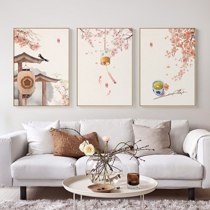 Tranh Canvas Họa Tiết Cây Và Hoa Phong Cách Trung Quốc Không Khung Dùng Để Trang Trí Nội Thất