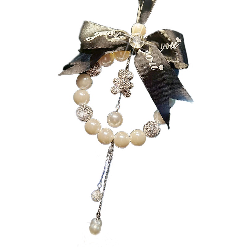 Dây treo trang trí gương chiếu hậu xe hơi đính ngọc trai cao cấp sáng tạo