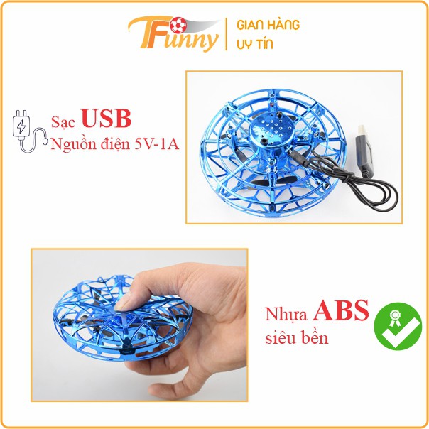 Đĩa bay UFO Cảm Ứng Cao Cấp, Máy Bay UFO, T Funny, Cảm Biến Bằng Tay Đa Chiều, Nhựa ABS Chống Va Đập, Chống Rơi Vỡ