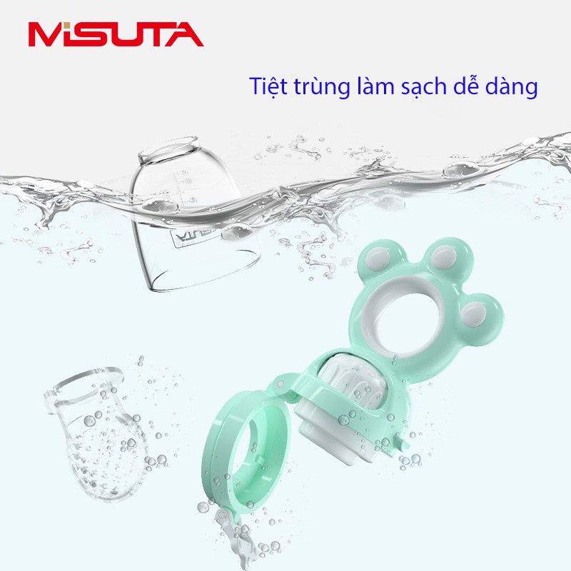 Túi Nhai Ăn Dặm Misuta Chống Hóc Cho Bé Tập Ăn Hoa Quả, Núm Nhai Ăn Dặm Có Núm Đẩy Tặng 2 Size Núm