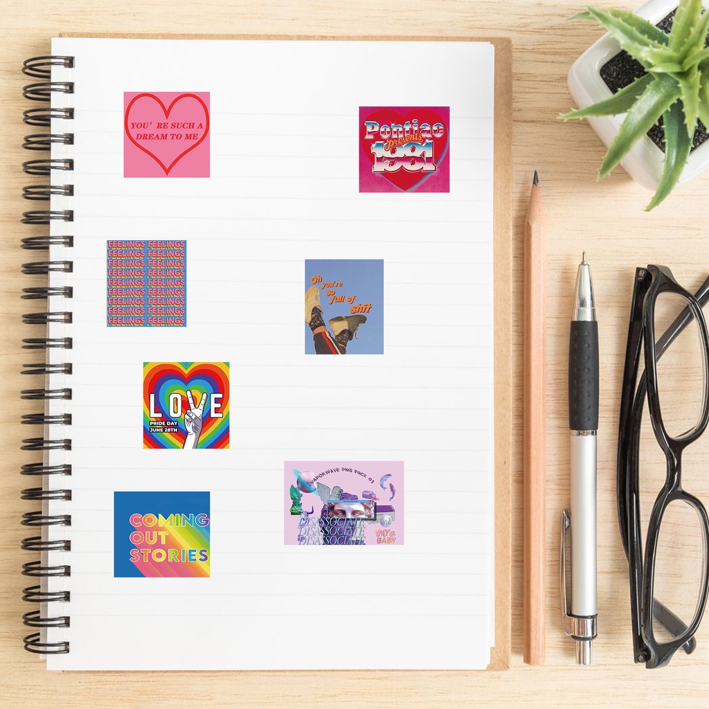 Set 50 miếng dán trang trí nhiều mẫu xinh xắn chống thấm nước