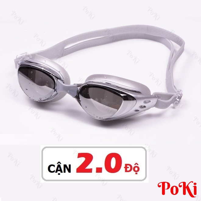 Kính bơi CẬN 2.0 độ 6200, tráng GƯƠNG, chống UV, chống HẤP HƠI, kính thời trang cao cấp - POKI