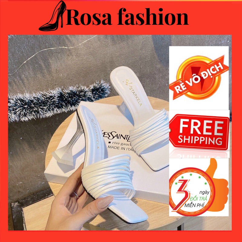 Dép Guốc quai ngang dây nhuyễn gót mica Y phối màu 9p  Mys Rosa Factory CG-0545