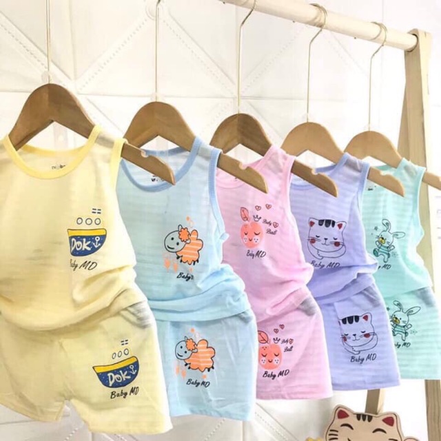 Bộ cotton sợi tre màu Noubaby