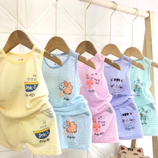 Bộ cotton sợi tre màu Noubaby