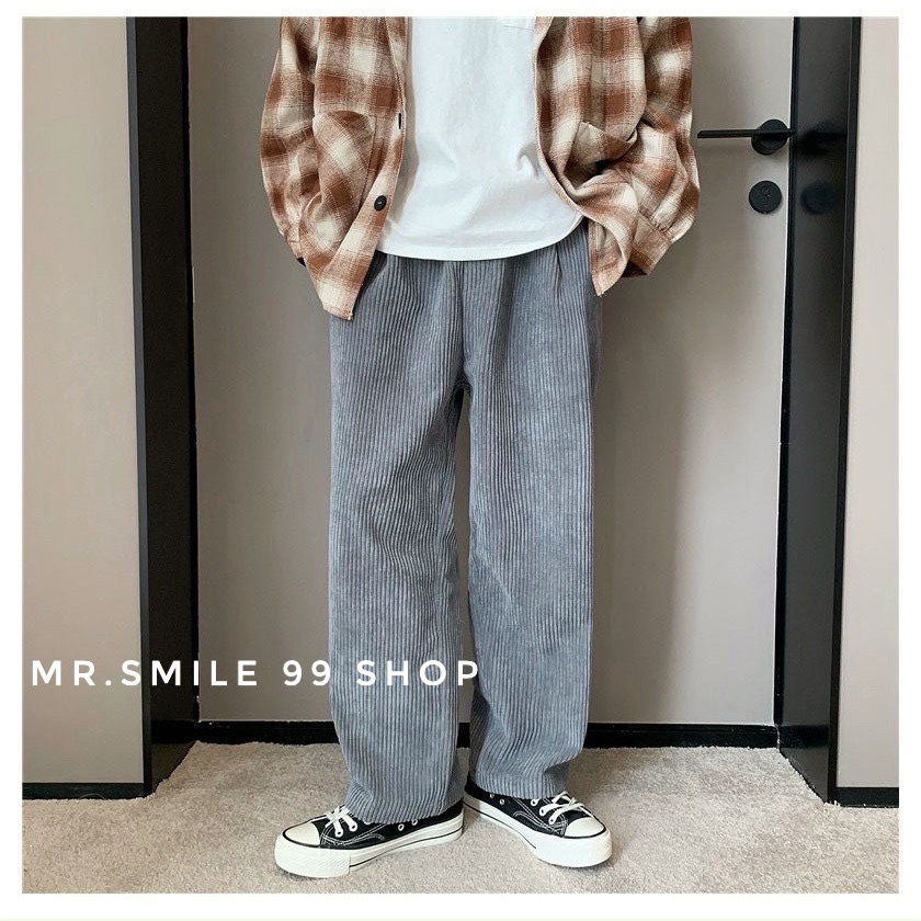 QUẦN BAGGY NHUNG TĂM ỐNG RỘNG GEN Z FORM SUÔNG RỘNG UNISEX HOT TREND STREET STYLE MR SMILE 99 SHOP