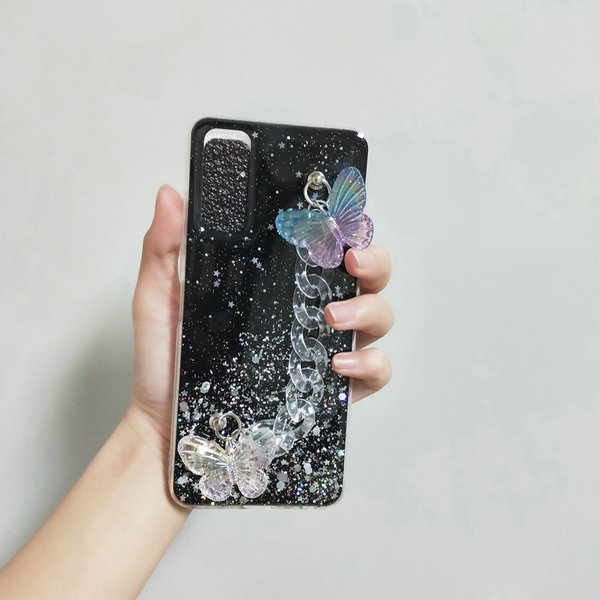 Casing IPhone 12 Pro Max Mini 11 6 6s 7 8 SE 2020 Plus X Xs XR XsMax 6+ 6s+ 7+ 8+ 6P 7P 8P 11P 12P Butterfly Chain Style Transparent Color Phone Back Case